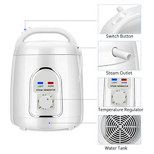KKTECT Generador de Vapor para Sauna, Sauna de Vapor Portátil 1,5-1,8L, Apta para Tratamiento de iIncienso, 850W Sauna Steamer con Temporizador, Traje para Ducha Home SPA