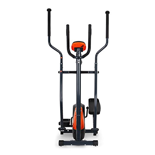 KLAR FIT Ellifit FX 250 - Bicicleta de Cardio elíptica, 8 resistencias, Ordenador de Entrenamiento, Pulsómetro, Soportes Antideslizantes, hasta 110 kg, Set de Montaje, Naranja/Negro