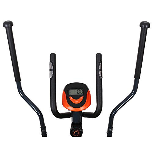 KLAR FIT Ellifit FX 250 - Bicicleta de Cardio elíptica, 8 resistencias, Ordenador de Entrenamiento, Pulsómetro, Soportes Antideslizantes, hasta 110 kg, Set de Montaje, Naranja/Negro