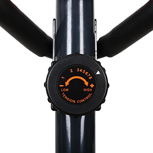 KLAR FIT Ellifit FX 250 - Bicicleta de Cardio elíptica, 8 resistencias, Ordenador de Entrenamiento, Pulsómetro, Soportes Antideslizantes, hasta 110 kg, Set de Montaje, Naranja/Negro