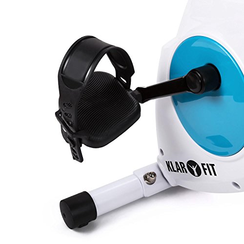 Klarfit Azura - Bicicleta Fija, Bici estática, Ordenador de Entrenamiento, Medidor de Pulso, 8 Niveles de Resistencia, Volante de inercia 3 kg, Máx. 100 kg, Respaldo, Reposabrazos, Blanco