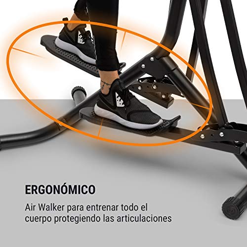 Klarfit Bogera X2 - Bicicleta elíptica, Ordenador de Entrenamiento, Acolchado para Abdomen Regulable, Pedales Bajos, Rstructura metálica con Revestimiento en Polvo, Plegable, Pantalla LCD, Negro