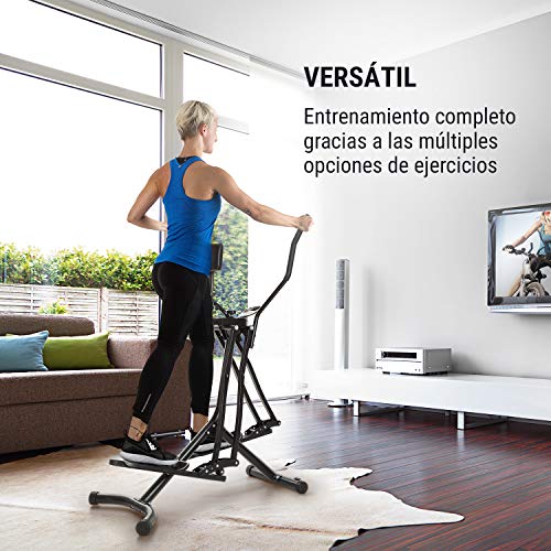 Klarfit Bogera X2 - Bicicleta elíptica, Ordenador de Entrenamiento, Acolchado para Abdomen Regulable, Pedales Bajos, Rstructura metálica con Revestimiento en Polvo, Plegable, Pantalla LCD, Negro
