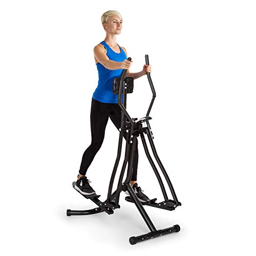Klarfit Bogera X2 - Bicicleta elíptica, Ordenador de Entrenamiento, Acolchado para Abdomen Regulable, Pedales Bajos, Rstructura metálica con Revestimiento en Polvo, Plegable, Pantalla LCD, Negro