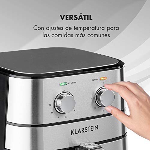 Klarstein AeroVital freidora de aire caliente - Freidora, 1700 W, 5,4 litros de volumen, Regulación de temperatura, Programable, Fríe sin grasa y ahorra tiempo, Acero inoxidable, Plateado