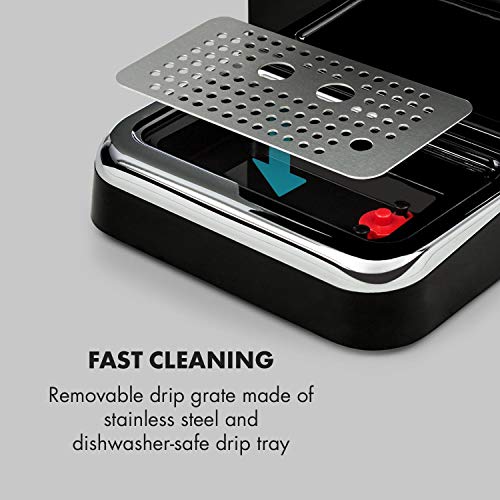 Klarstein Espressionata Gusto - Cafetera espresso, 1100 W de potencia, Presión de 15 bares, Depósito de agua de 1,25 litros, Boquilla de vapor, Termómetro, Bandeja de goteo extraíble, Negro