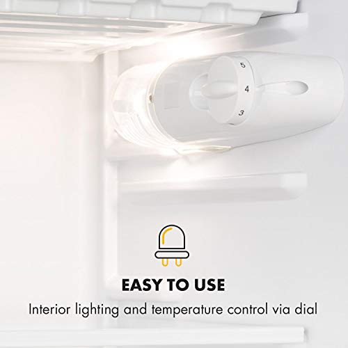 Klarstein Luminance Frost nevera - Mininevera, Volumen 91 litros, Eficiencia de tipo A+, Cajón para verdura, 2 baldas de vidrio, 3 compartimentos en la puerta, 7 niveles de temperatura, Negro