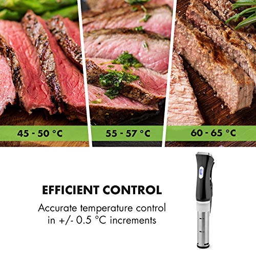 Klarstein Quickstick - cocción Sous-Vide, Cocinero al vacío, termostato, Bomba de circulación, 1300 W, hasta 20 l, Temporizador, fácil de Usar, Pantalla táctil LCD, Acero Inoxidable, Negro