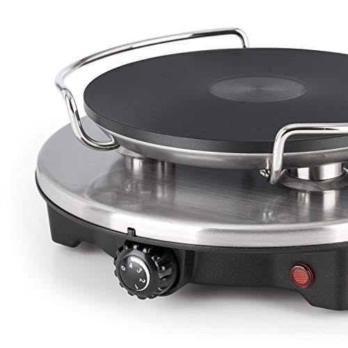 Klarstein Sirloin - Fondue de Queso, Para fiestas, Olla de cerámica esmaltada, Potencia de 1200 W, Placa de aluminio fundido, Termostato, Antideslizante, Negro