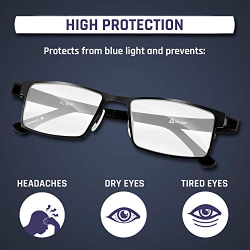 KLIM Protect - Gafas de Nueva generación - Protege los Ojos Frente a la dañina luz Azul de Las Pantallas - Anti Fatiga Ocular - Anti UV - para PC, Smartphone, TV, Tablet, MONITORES