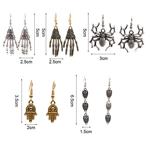 KLOP256 - Anillas para mujer y niña, multifunción, diseño de calavera, estilo vintage, punk, bar, club, festival, hueso fantasma, día a día (A), No nulo, como se muestra en la imagen, e