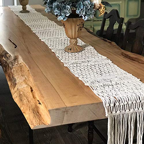 KLOP256 Camino Mesa Banquete Boda Comedor Adornos Decoración del hogar Cocina Tejida Banquete nórdico Vacaciones Macrame Borla Casa Campo navideña Hecha a Mano(Los 35x180cm)