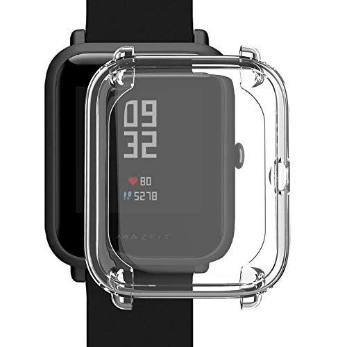 Kmasic Funda Compatible Amazfit Bip, Suave Silicona Cubierta a Prueba de Golpes, Parachoques con Protección Anti Rayones para Xiaomi Huami Amazfit Bip Reloj Inteligente para jóvenes, Transparente