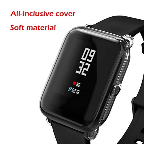 Kmasic Funda Compatible Amazfit Bip, Suave Silicona Cubierta a Prueba de Golpes, Parachoques con Protección Anti Rayones para Xiaomi Huami Amazfit Bip Reloj Inteligente para jóvenes, Transparente