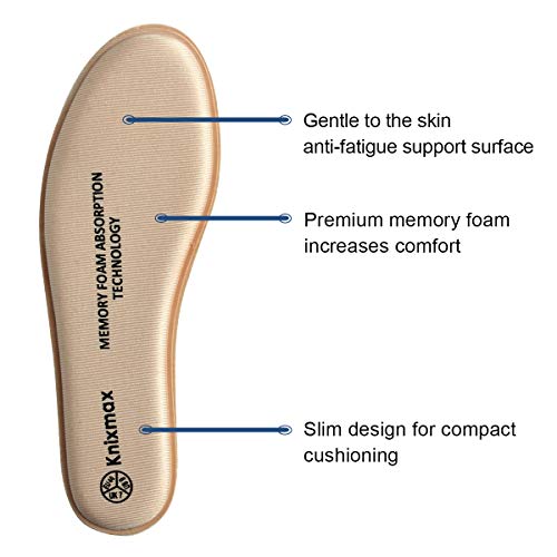 Knixmax Plantillas Memory Foam para Zapatos de Mujer y Hombre, Plantillas Confort Amortiguadoras Cómodas y Flexibles para Trabajo, Deportes, Caminar, Senderismo, EU37 (UK 4) Beige