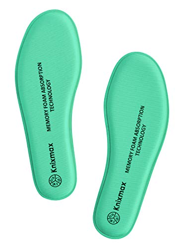 Knixmax Plantillas Memory Foam para Zapatos de Mujer y Hombre, Plantillas Confort Amortiguadoras Cómodas y Flexibles para Trabajo, Deportes, Caminar, Senderismo, EU37 (UK 4) Verde
