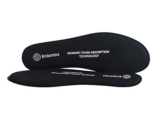 Knixmax Plantillas Memory Foam para Zapatos de Mujer y Hombre, Plantillas Confort Amortiguadoras Cómodas y Flexibles para Trabajo, Deportes, Caminar, Senderismo, EU38 (UK 5) Negro