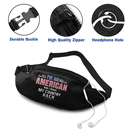 KNKN riñonera para Hombres, Mujeres, Soy Estadounidense y Quiero mi país, riñonera Informal al Aire Libre para Hacer Ejercicio, Viajes, Senderismo