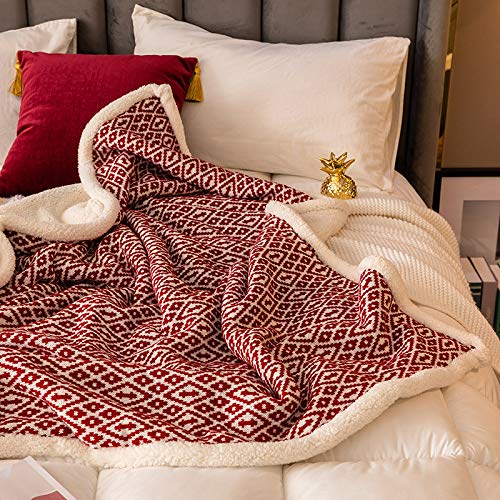 KNNSYZ Más Mantas de Lana Gruesa, Mantas Jacquard engrosadas, Ropa de Cama de Punto de Lana de algodón, Mantas multifuncionales