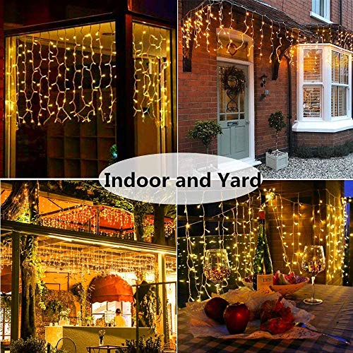 KNONEW 320 cortina de luces LED, 8 modos,de cadena de luces. Enchufe para interior, fiesta/boda/Navidad