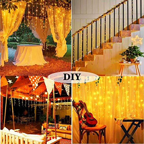 KNONEW 320 cortina de luces LED, 8 modos,de cadena de luces. Enchufe para interior, fiesta/boda/Navidad