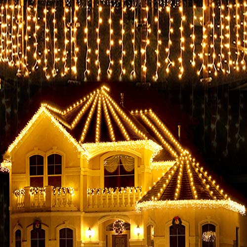 KNONEW 320 cortina de luces LED, 8 modos,de cadena de luces. Enchufe para interior, fiesta/boda/Navidad