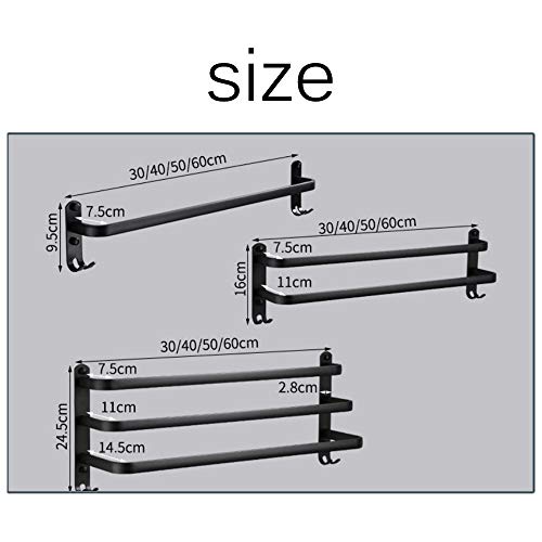 known Toallero de Pared para baño, toallero Negro Mate, toallero con Dos toalleros y diseño de Gancho, sin decoloración/oxidación, toallero de aleación de Aluminio no Perforado