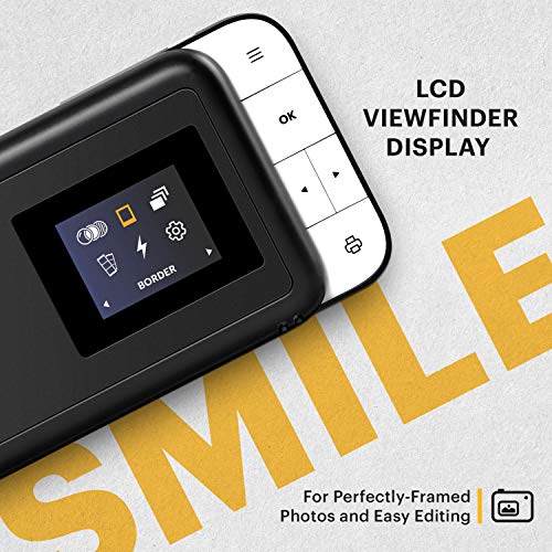 KODAK Smile Cámara digital de impresión instantánea – Cámara de 10MP que abre al deslizarse c/impresora 2x3 ZINK, Pantalla, Enfoque fijo, Flash automático y edición de fotos – Negra/Blanca