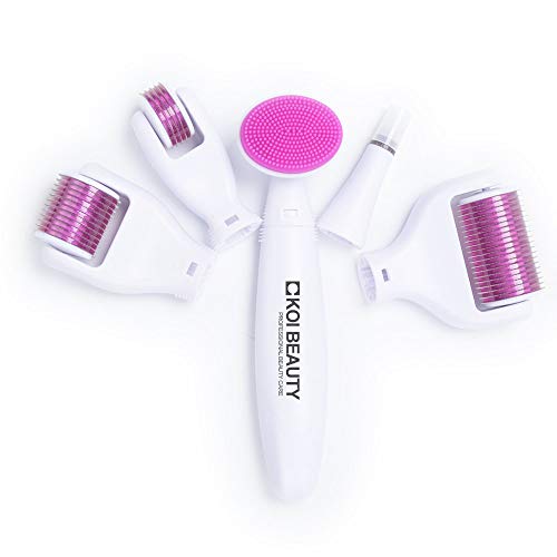 KoiBeauty Dermaroller Kit 6 en 1 Dermaroller 0.5mm 1mm 1.5mm 2mm Rodillo de microagujas Rodillo de microagujas Derma roller 1200, 720, 300 para el cuidado de la piel del cuerpo