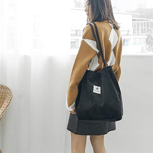 koiry Bolso de Hombro Informal de Las señoras del totalizador de la Pana de Las Mujeres Bolso de Playa Reutilizable Plegable de la Playa de Las Compras