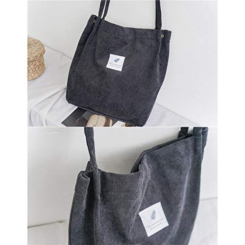 koiry Bolso de Hombro Informal de Las señoras del totalizador de la Pana de Las Mujeres Bolso de Playa Reutilizable Plegable de la Playa de Las Compras