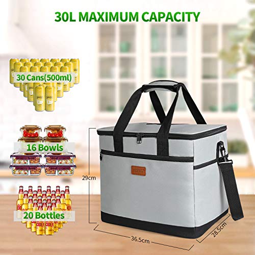Kollea Bolsa Nevera, Bolsa Térmica de 30L Grande, Nevera Plegable para Picnic Familiar, Camping, Playa, Viaje en Coche y Trabajo, Mantén el Calor y Mantenlo frío
