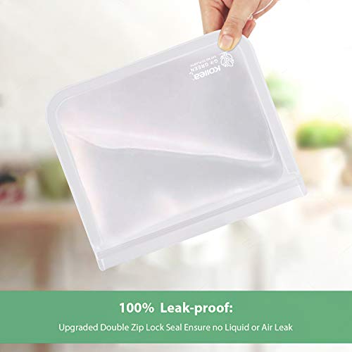 Kollea Bolsas de Silicona Reutilizables 12 Pack, Bolsas de conservación, Bolsas de Silicona Preservación de Alimento Hermética para Fruta Verduras Carne y sándwich, Ideal para Hogar Cocina y Viajes