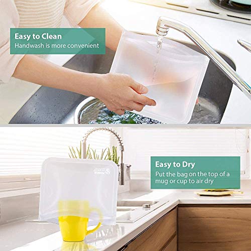 Kollea Bolsas de Silicona Reutilizables 12 Pack, Bolsas de conservación, Bolsas de Silicona Preservación de Alimento Hermética para Fruta Verduras Carne y sándwich, Ideal para Hogar Cocina y Viajes