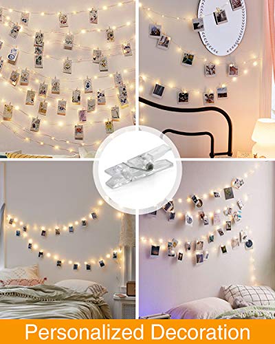 Kolpop Colgar Fotos de Luces, 5m 50 Led Clip Cadena de Luces LED 30 Pinzas Para Fotos Fotoclips Guirnalda de Luces Pinzas con Luz para Colgar Fotos Por decoración, Habitaciones, Bodas,Cumpleaños