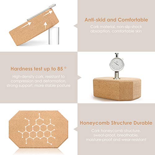 konajc Bloque Yoga de Corcho 100% Natural Bloques para Ejercicio y Pilates Diseño Octogonal 22x14x7.5cm,1 Pieza.