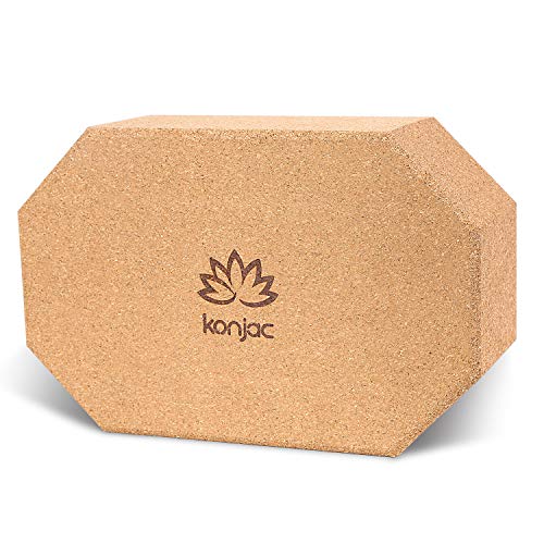 konajc Bloque Yoga de Corcho 100% Natural Bloques para Ejercicio y Pilates Diseño Octogonal 22x14x7.5cm,1 Pieza.