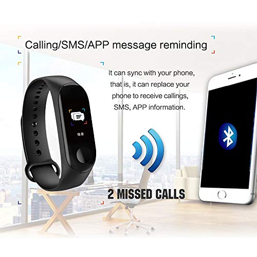 Konesky Fitness Tracker Monitor de Ritmo cardíaco Pulsera de presión Arterial Actividad Reloj Podómetro Contador de calorías Pulsera para Android iOS Smartphone (Negro)
