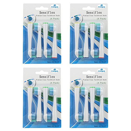 Kongkay® Lote de 16 cabezales de recambio para cepillo de dientes, genérico compatible con Philips HX2014 Sonicare Sensiflex. (4Pack X 4Pcs)