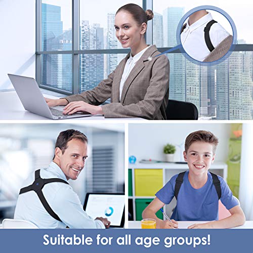 konjac Corrector de Postura Espalda Inteligente con Vibración para Hombre y Mujer, Corrector de Postura Inteligente. Negro.