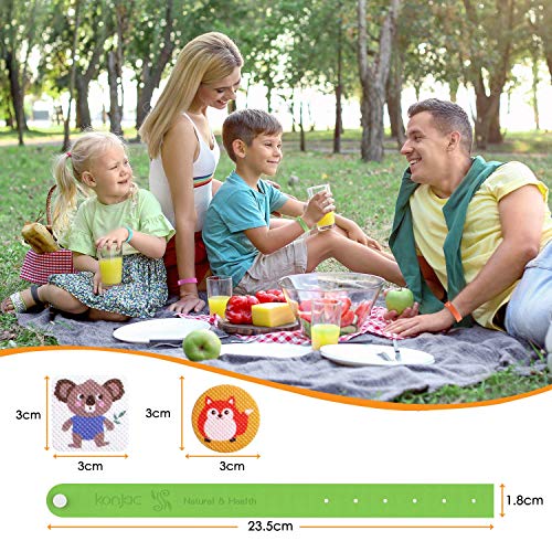 konjac Pulseras Repelentes de Mosquitos, 15 Pulseras Antimosquitos+72 Pegatinas Antimosquitos, Set de Repelentes de Insectos para niños o Adultos/Impermeable/No tóxico