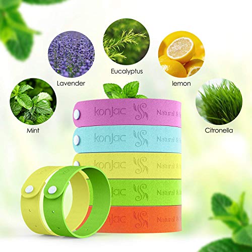 konjac Pulseras Repelentes de Mosquitos, 15 Pulseras Antimosquitos+72 Pegatinas Antimosquitos, Set de Repelentes de Insectos para niños o Adultos/Impermeable/No tóxico