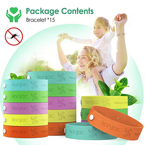 konjac Pulseras Repelentes de Mosquitos, Pulseras Mosquitos Niños Insectos Impermeable Adjustable con Sustancias Natural