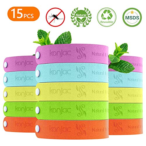 konjac Pulseras Repelentes de Mosquitos, Pulseras Mosquitos Niños Insectos Impermeable Adjustable con Sustancias Natural