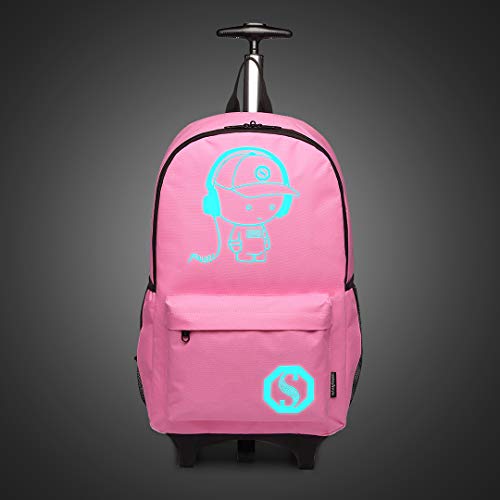 Kono Anime Cartoon Luminous música Boy Backpack Escuela Estudiante Mochila de Moda, Mochila Escolar Unisex Bookbag Maleta De Viaje Trolley Ordenador Mochila (Rosa)