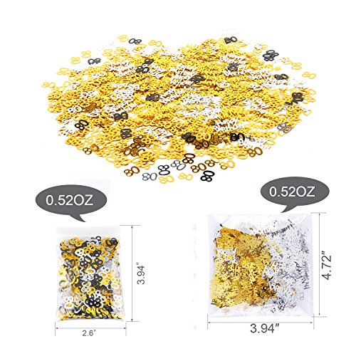 Konsait 80 cumpleaños Negro Colgar Remolino decoración de Techo (15 Cuentas), Feliz cumpleaños & 80 Mesa Confeti (1.05 oz) para Decoraciones de Fiesta de 50 cumpleaños Mujer Hombre