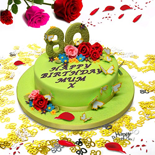 Konsait 80 cumpleaños Negro Colgar Remolino decoración de Techo (15 Cuentas), Feliz cumpleaños & 80 Mesa Confeti (1.05 oz) para Decoraciones de Fiesta de 50 cumpleaños Mujer Hombre