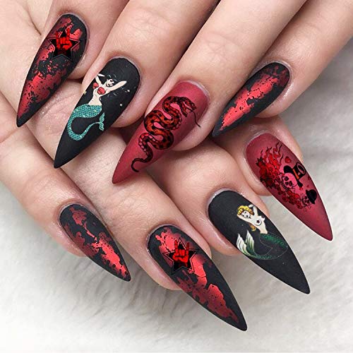Konsait Halloween 3D Uñas Pegatinas Stickers Decoración 7 Hojas, Nail Art Pegatina de Cráneo Esqueleto Murciélago Fantasma Telaraña Uñas Envolturas Dedos para Halloween Uñas Diy Maquillaje Decoración