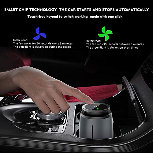 KOOMTOOM Ambientador Inteligente para Coche con Carga USB, Aroma de Perfume Incorporado, Funcionamiento con Arranque automático y Sistema de Coche (Gris Oscuro, océano)