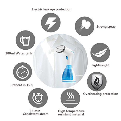 KOREY Plancha Vapor Vertical 280ml, 1500w Plancha de Vapor, Manual/automático Ajustable Plancha Vapor Portátil, 20s Calentamiento Rápido, Adecuado para Casa o Viaje
